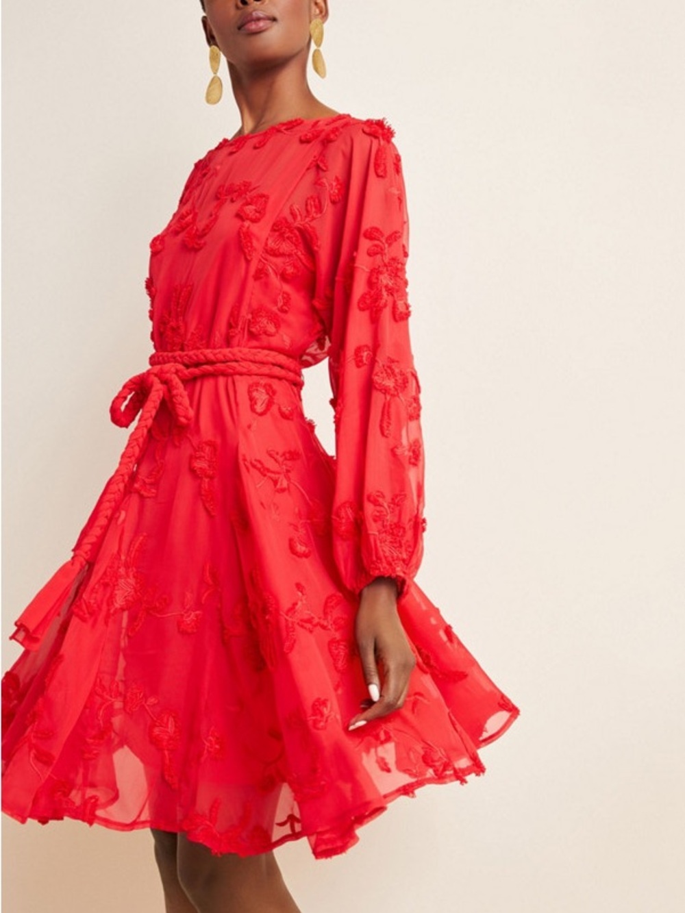 Anthropologie Mare Mare Red Amal Textured Mini Dress Size Large - Picture 3 of 15